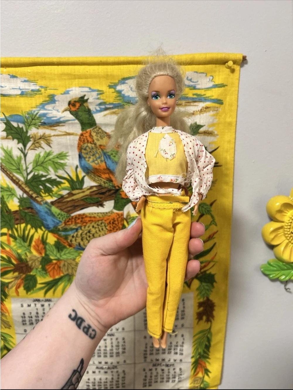 Vintage Yellow 1990 Costume Ball Barbie Mattel